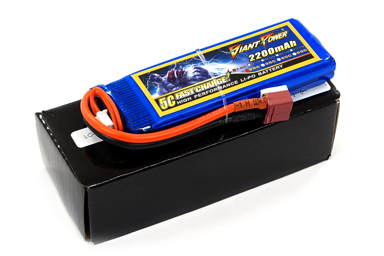 фото Аккумулятор для страйкбола Giant Power (Dinogy) Li-Pol 2200 мАч 7.4 В 102x33x16 мм T-Plug 25C