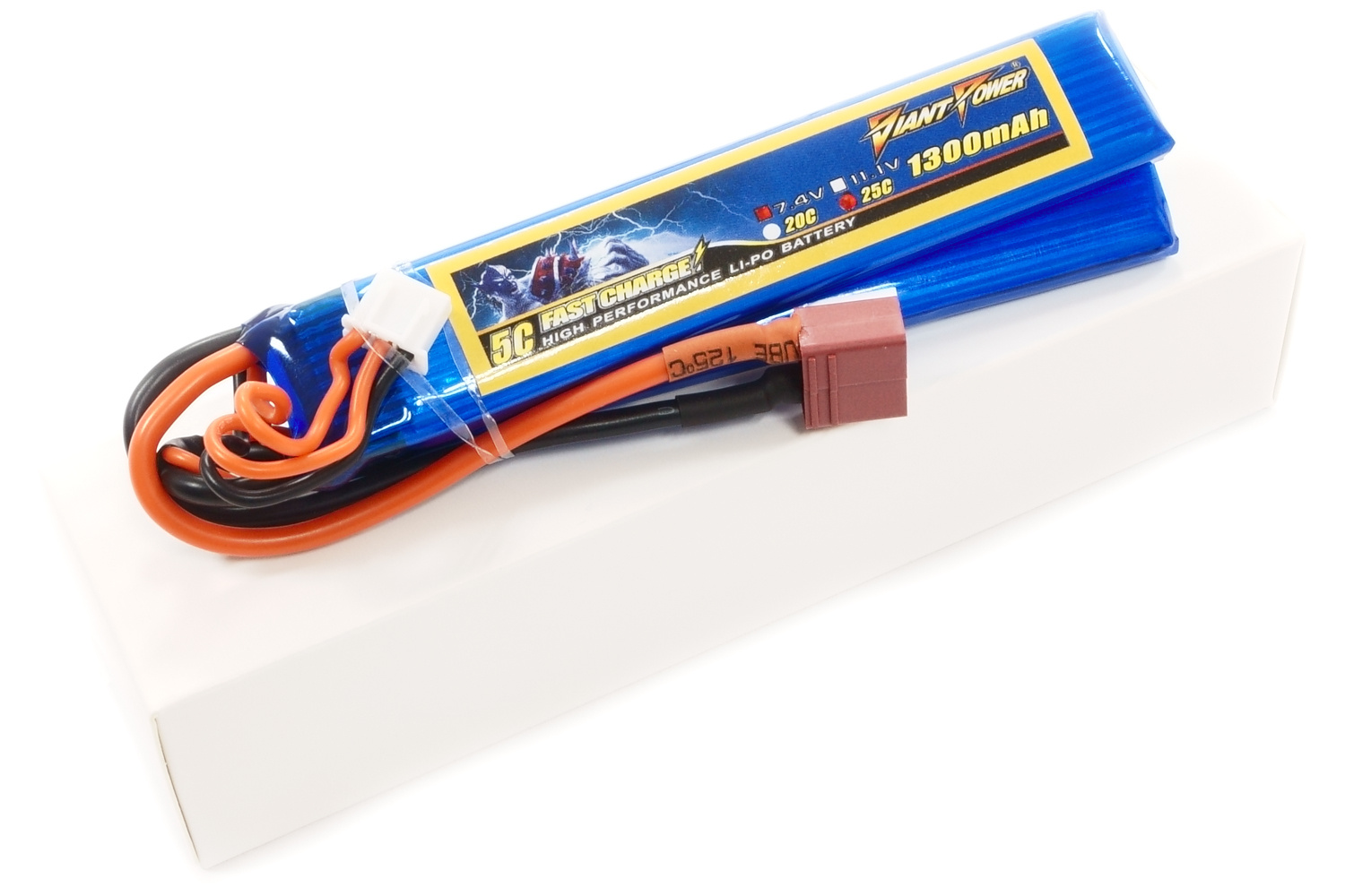 фото Аккумулятор для страйкбола Giant Power (Dinogy) Li-Pol 1300 мАч 7.4 В 103x20x7,5 мм T-Plug 25C