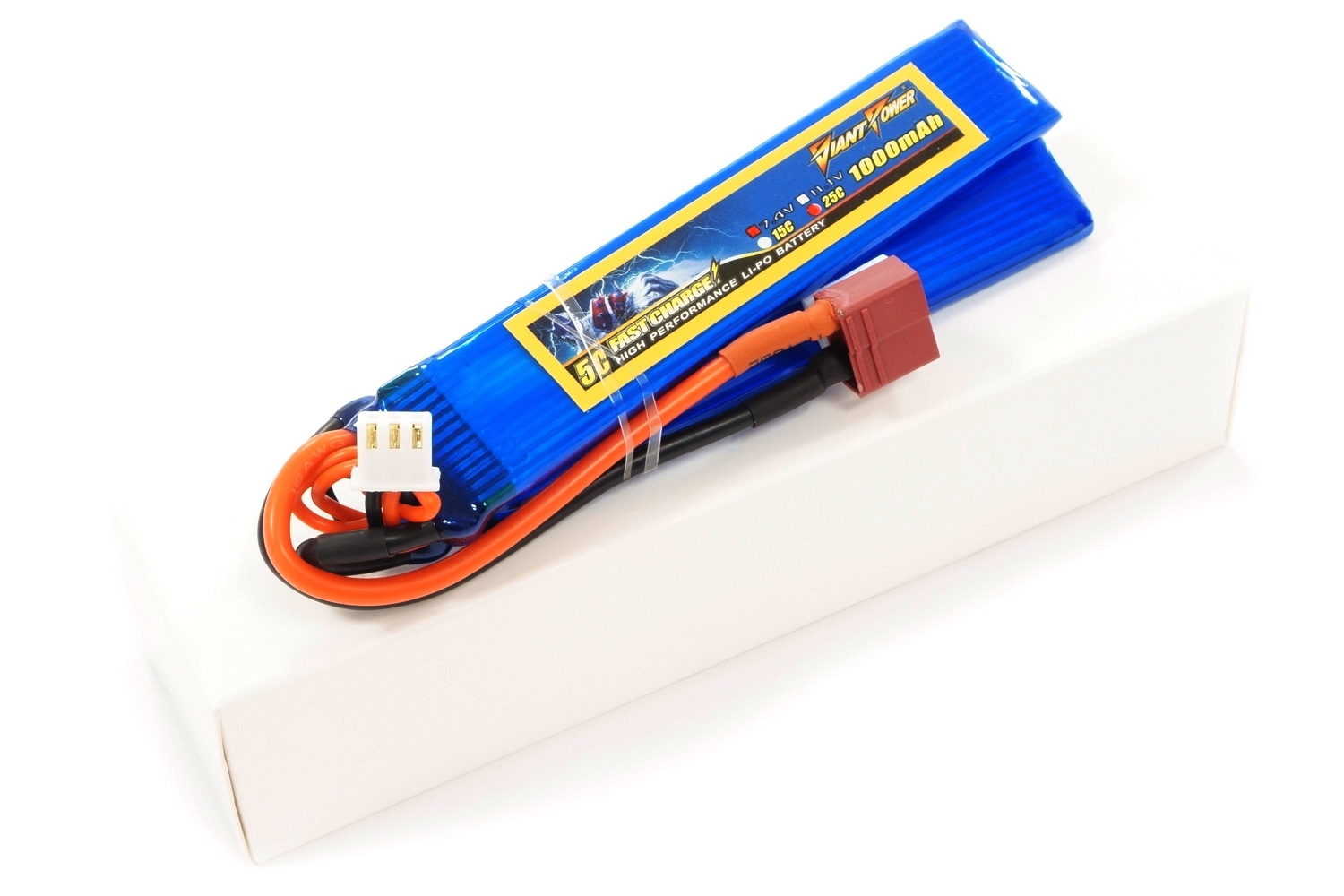 фото Аккумулятор для страйкбола Giant Power (Dinogy) Li-Pol 1000 мАч 7.4 В 103x20x5,5 мм T-Plug 25C