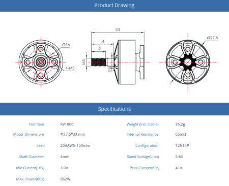 фото Мотор T-Motor MCK 2207 1800KV 5-6S для мультикоптеров