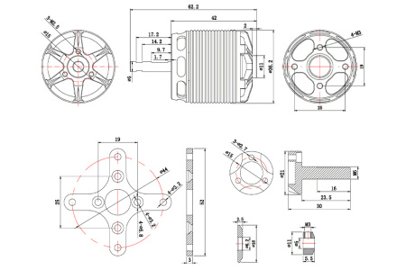 фото Мотор T-Motor AS2820 KV880 3-4S 626W для самолетов