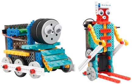 фото Конструктор STEM с пультом HIQ R722 4-в-1 (паровозик, машинка, лыжник, робот)