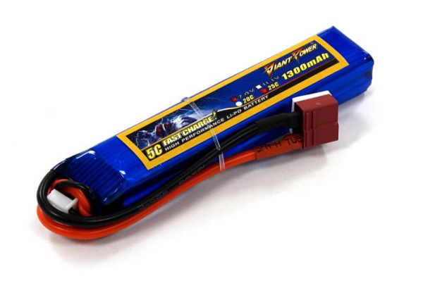 Аккумулятор для страйкбола Giant Power (Dinogy) Li-Pol 1300 мАч 7.4 В 103x20x16 мм T-Plug 25C