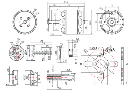 фото Мотор T-Motor AT2814 KV1050 3-4S 700W для самолетов