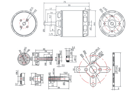 фото Мотор T-Motor AT3530 KV580 4-6S 1400W для самолетов