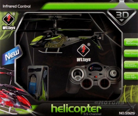 фото Вертолёт на радиоуправлении 3-к WL Toys S929 с автопилотом (зеленый)