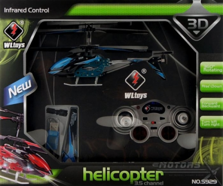 фото Вертолёт на радиоуправлении 3-к WL Toys S929 с автопилотом (синий)